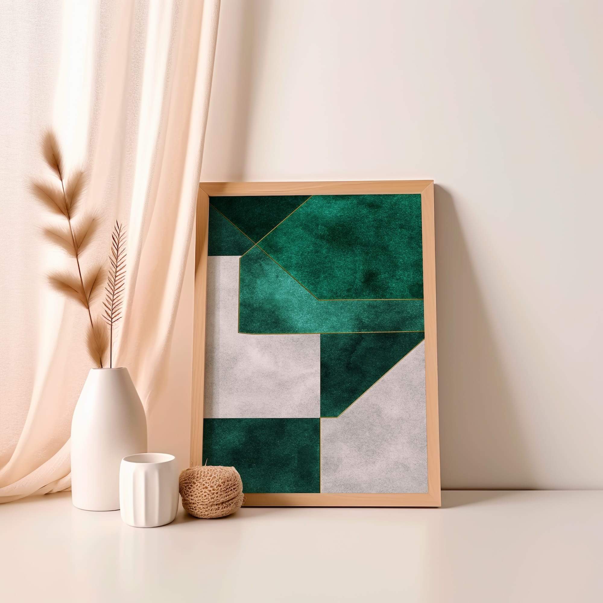 Angled Green Tiles Matte Poster Print - Image 4