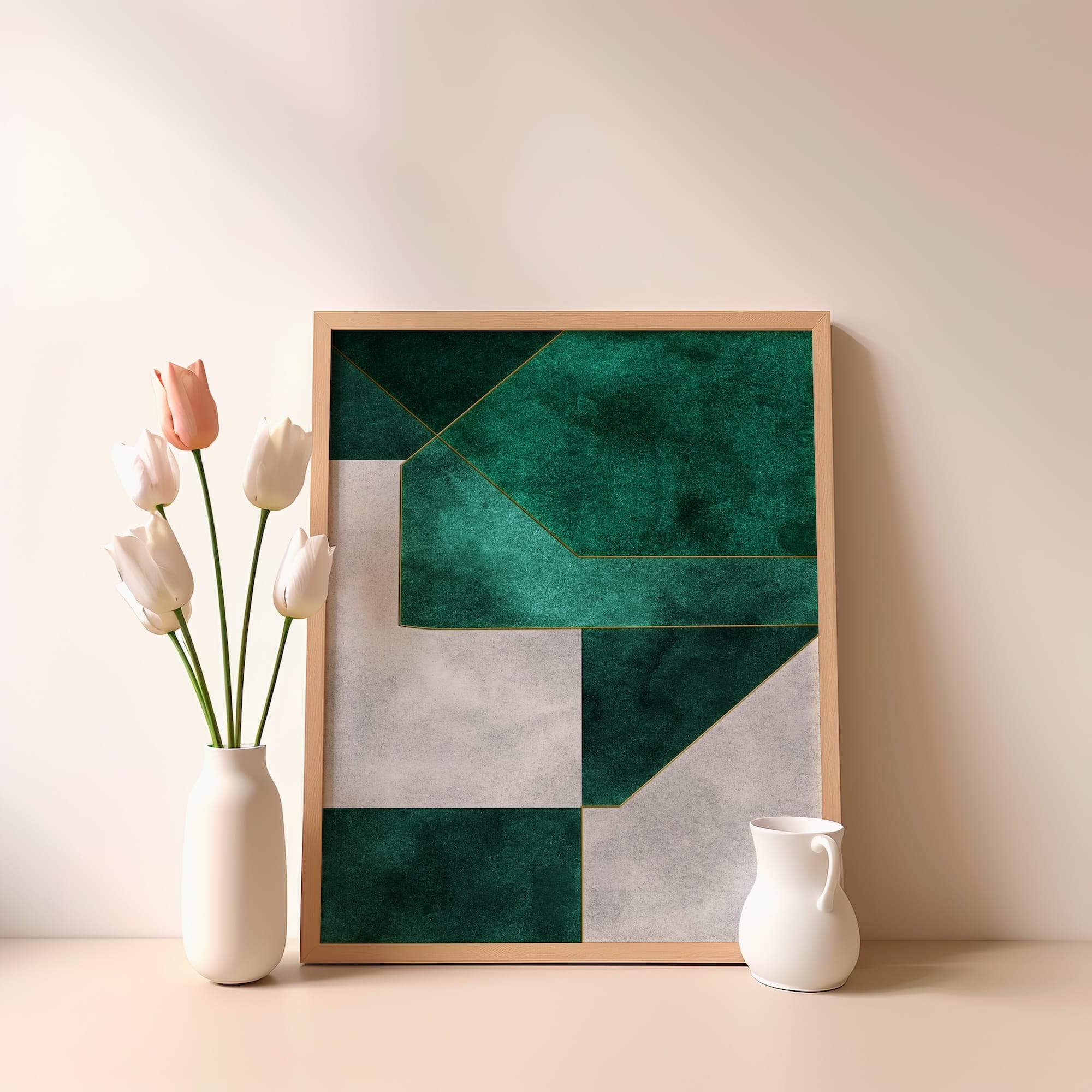 Angled Green Tiles Matte Poster Print