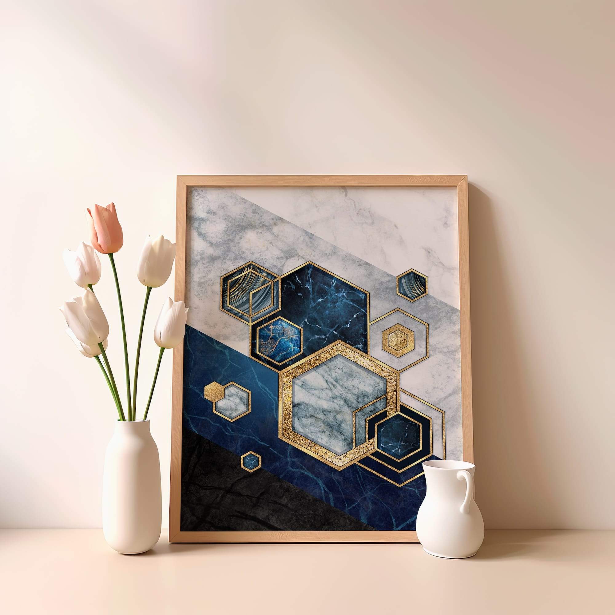 Blue Marble Hexagon Cluster Matte Poster Print