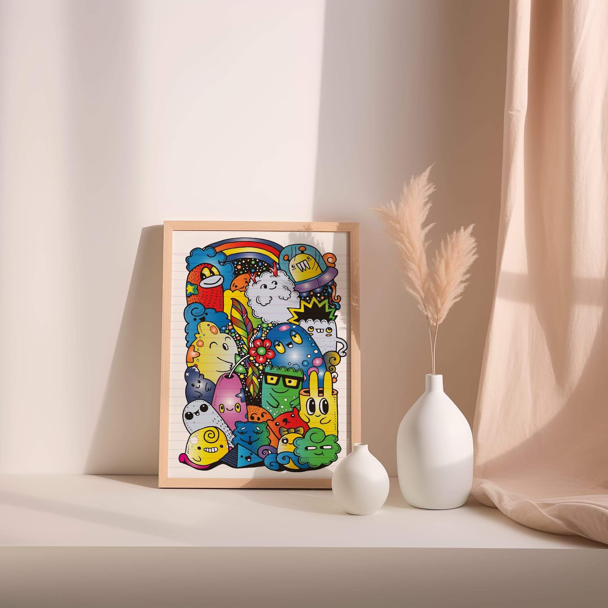 Doodle Galaxy Gathering Matte Poster Print - Image 2