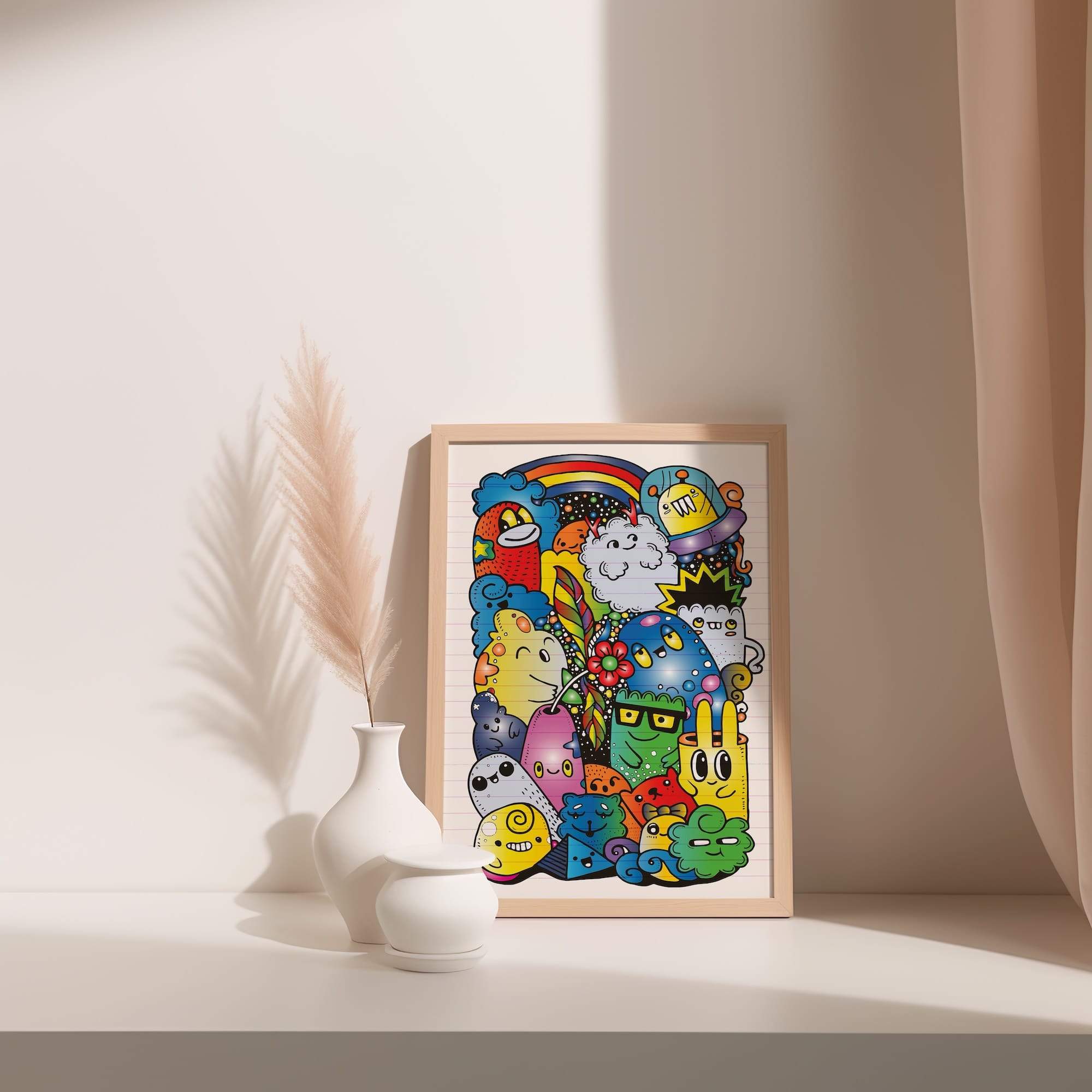 Doodle Galaxy Gathering Matte Poster Print - Image 3