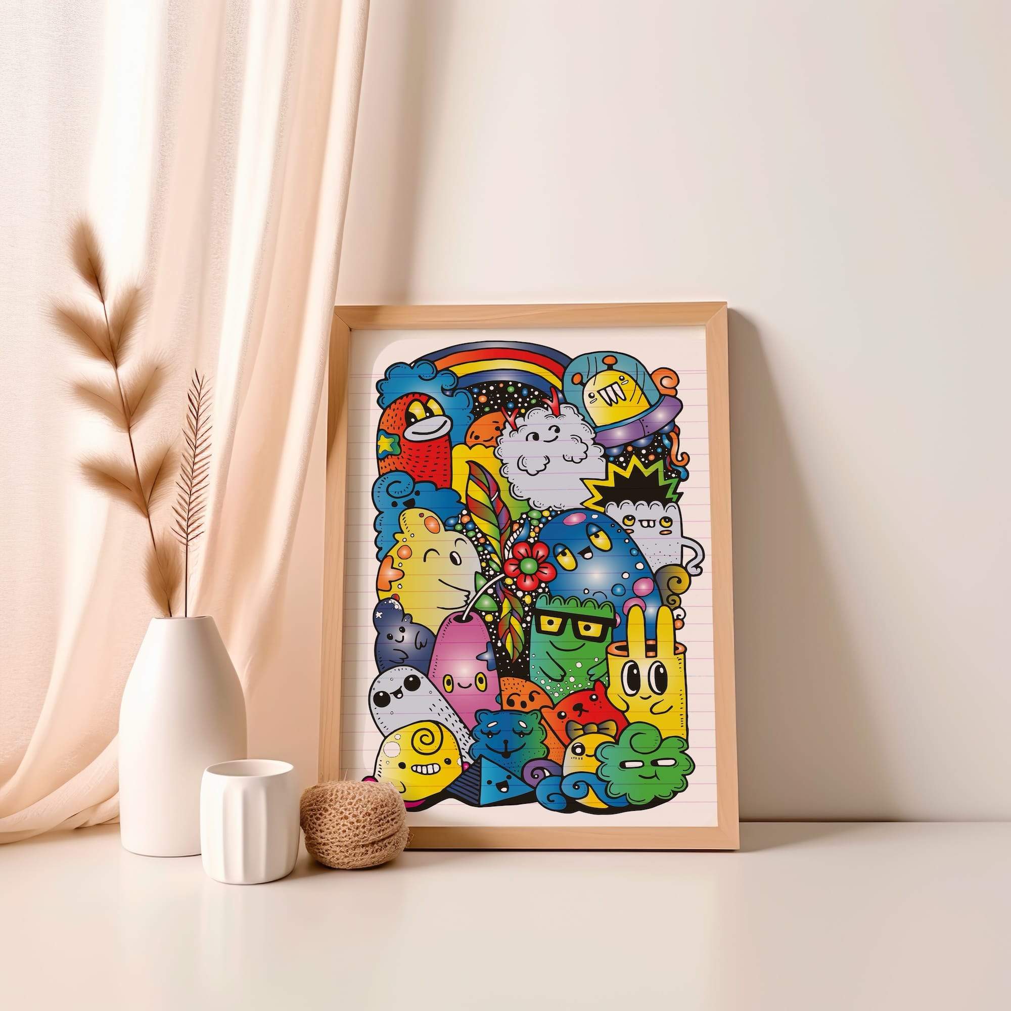 Doodle Galaxy Gathering Matte Poster Print - Image 4