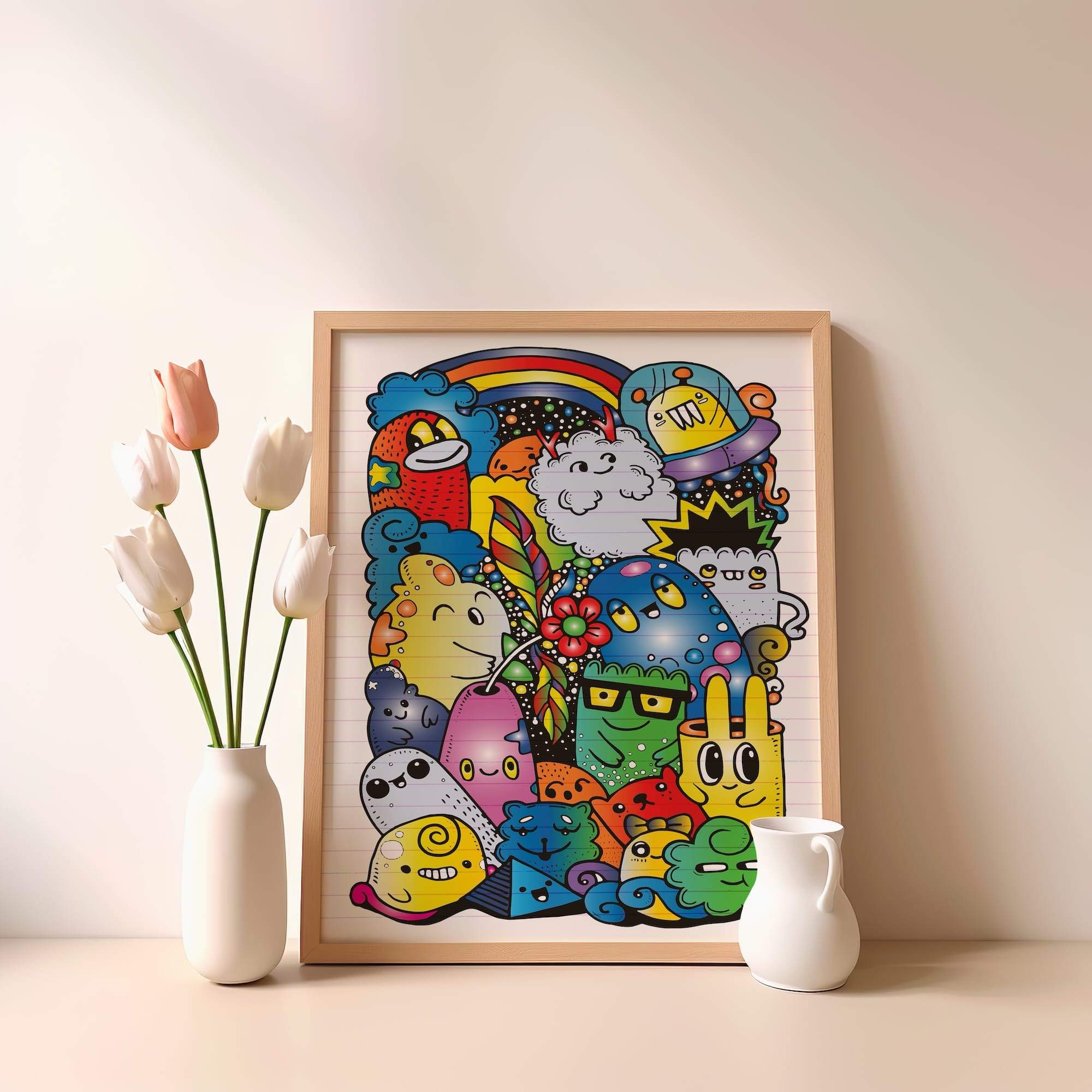 Doodle Galaxy Gathering Matte Poster Print
