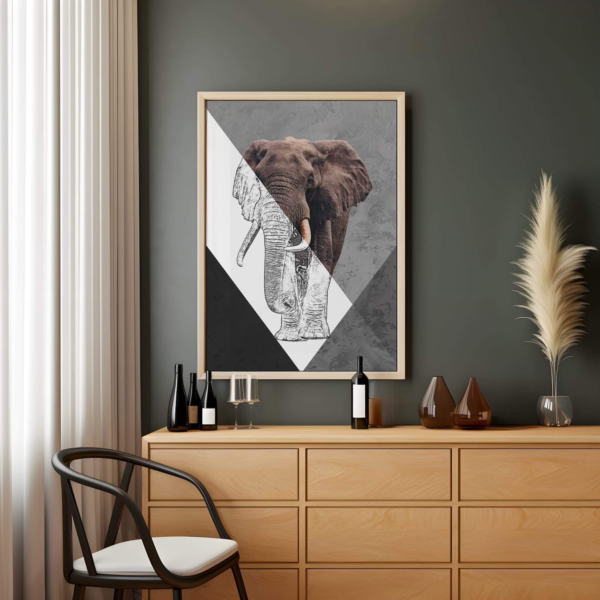 Elephant Sketch Majestic Stride Matte Canvas Print - Image 2