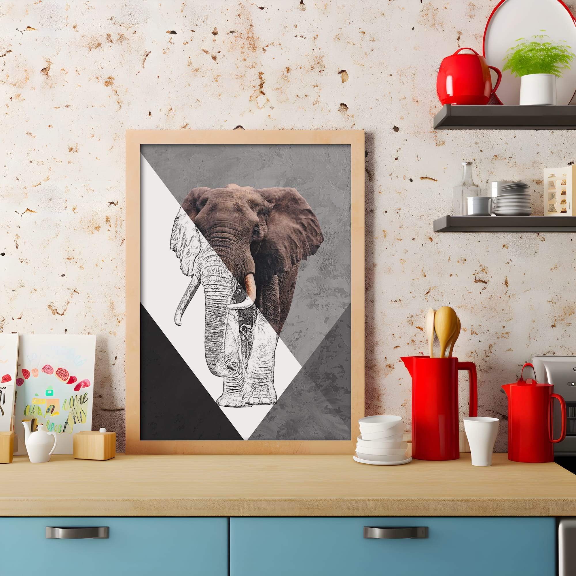 Elephant Sketch Majestic Stride Matte Canvas Print - Image 3