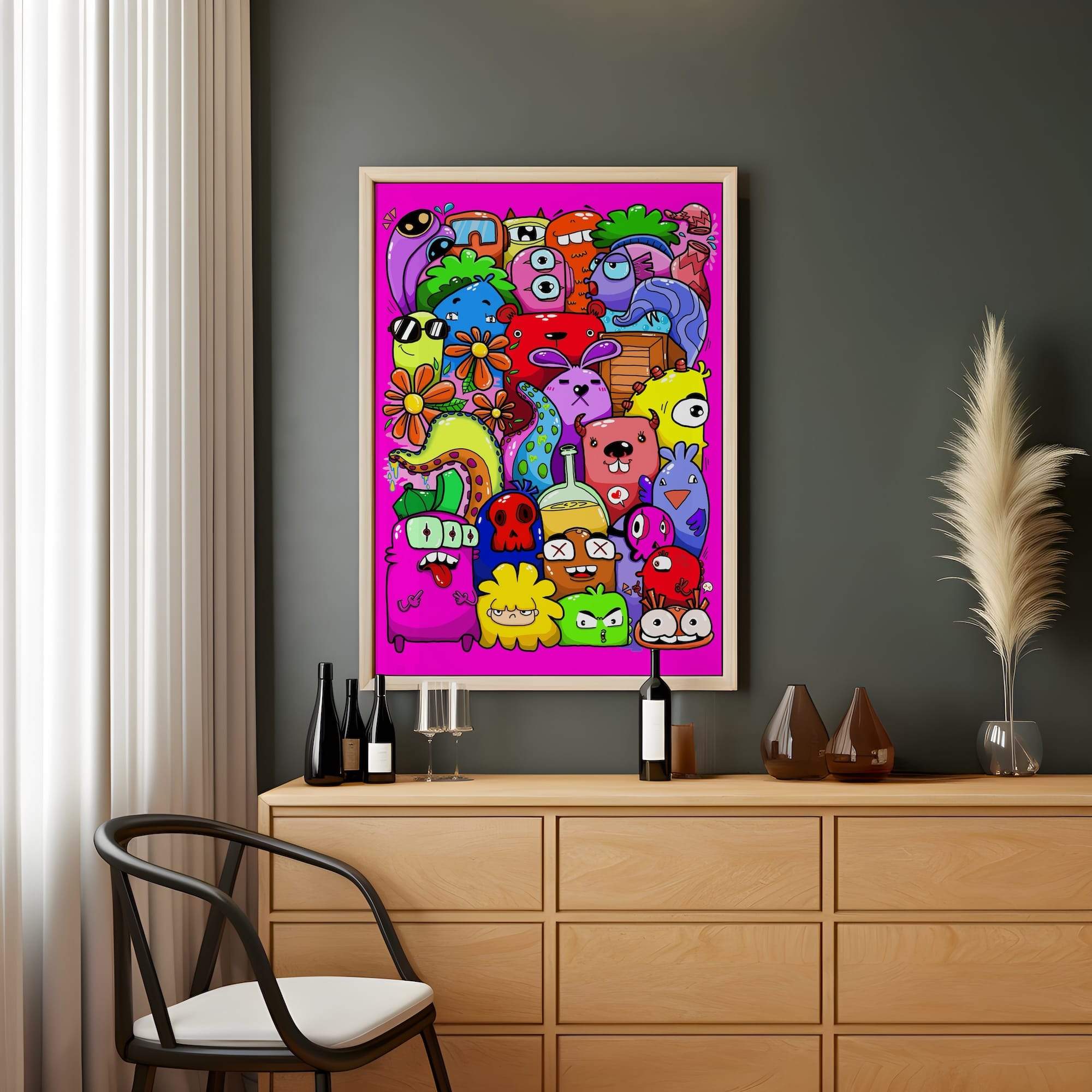 Flower Eyed Goofy Gang Matte Canvas Print - Image 2