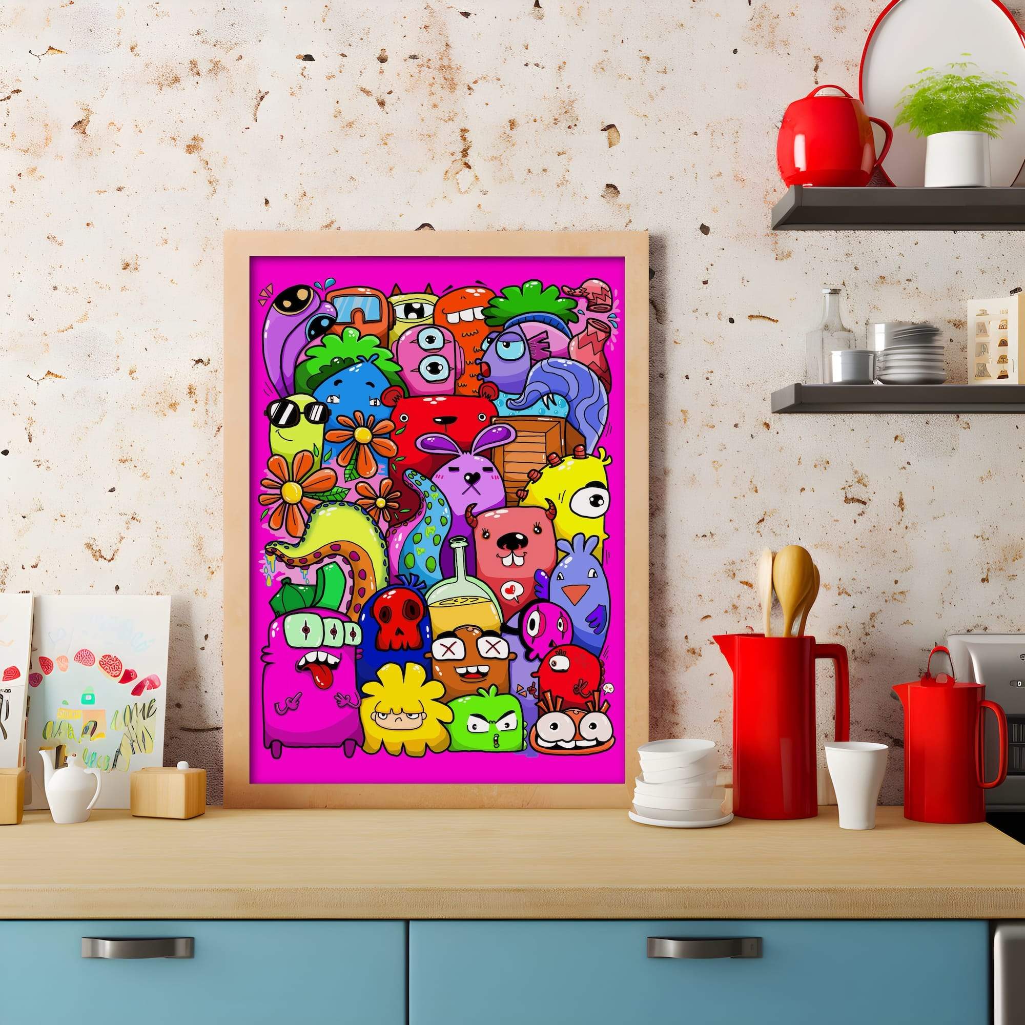 Flower Eyed Goofy Gang Matte Canvas Print - Image 3