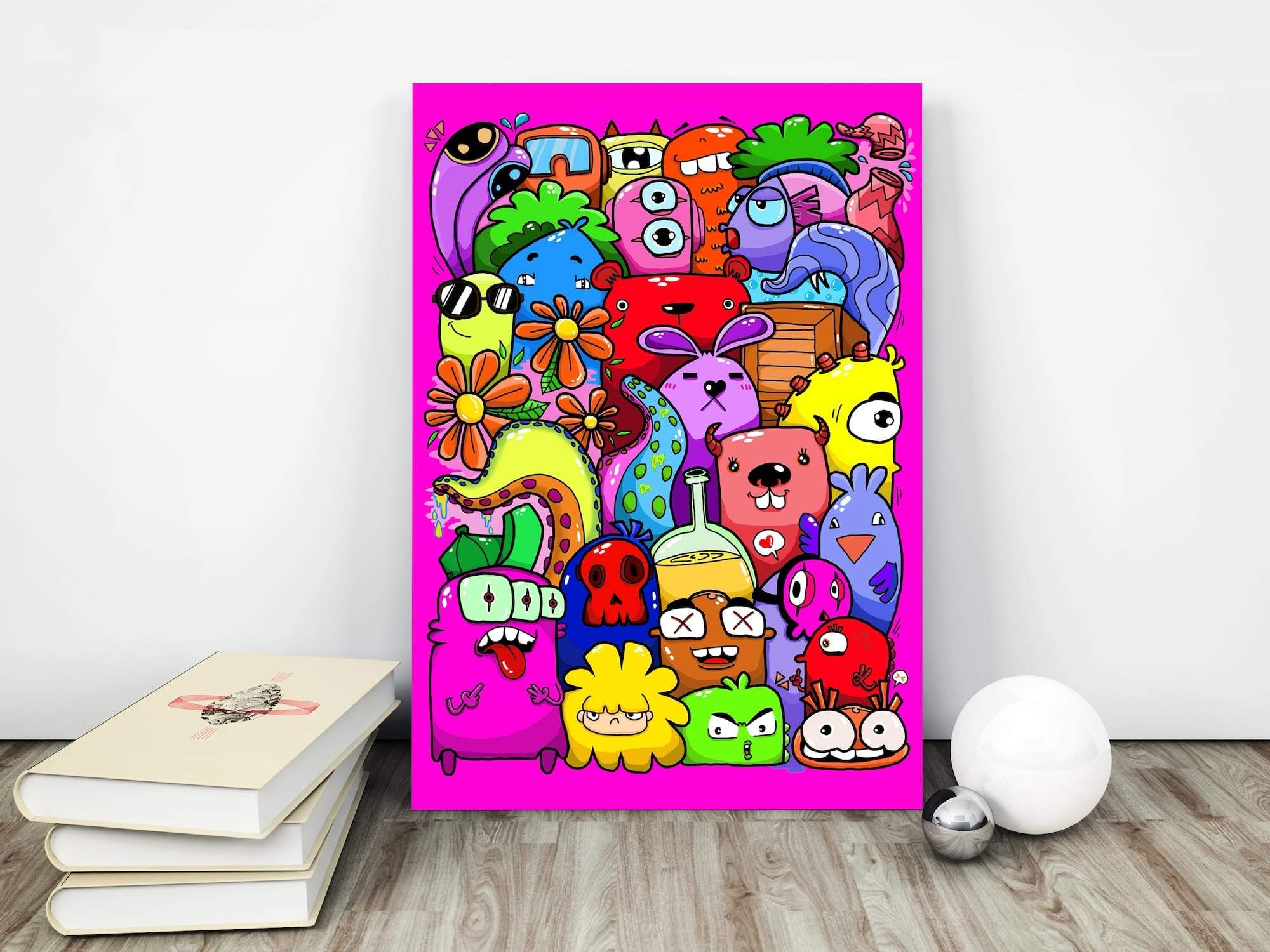 Flower Eyed Goofy Gang Matte Canvas Print - Image 4