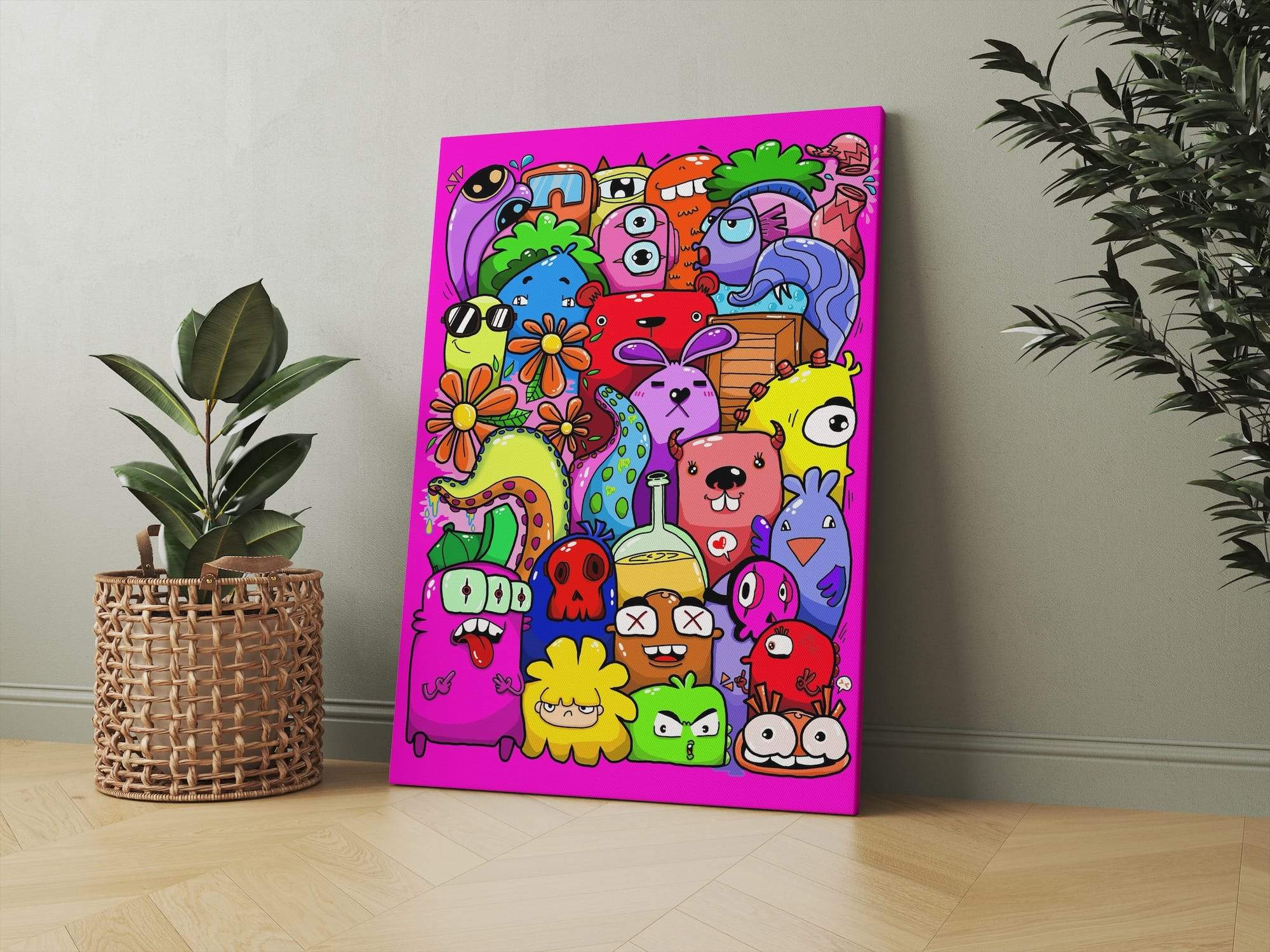 Flower Eyed Goofy Gang Matte Canvas Print