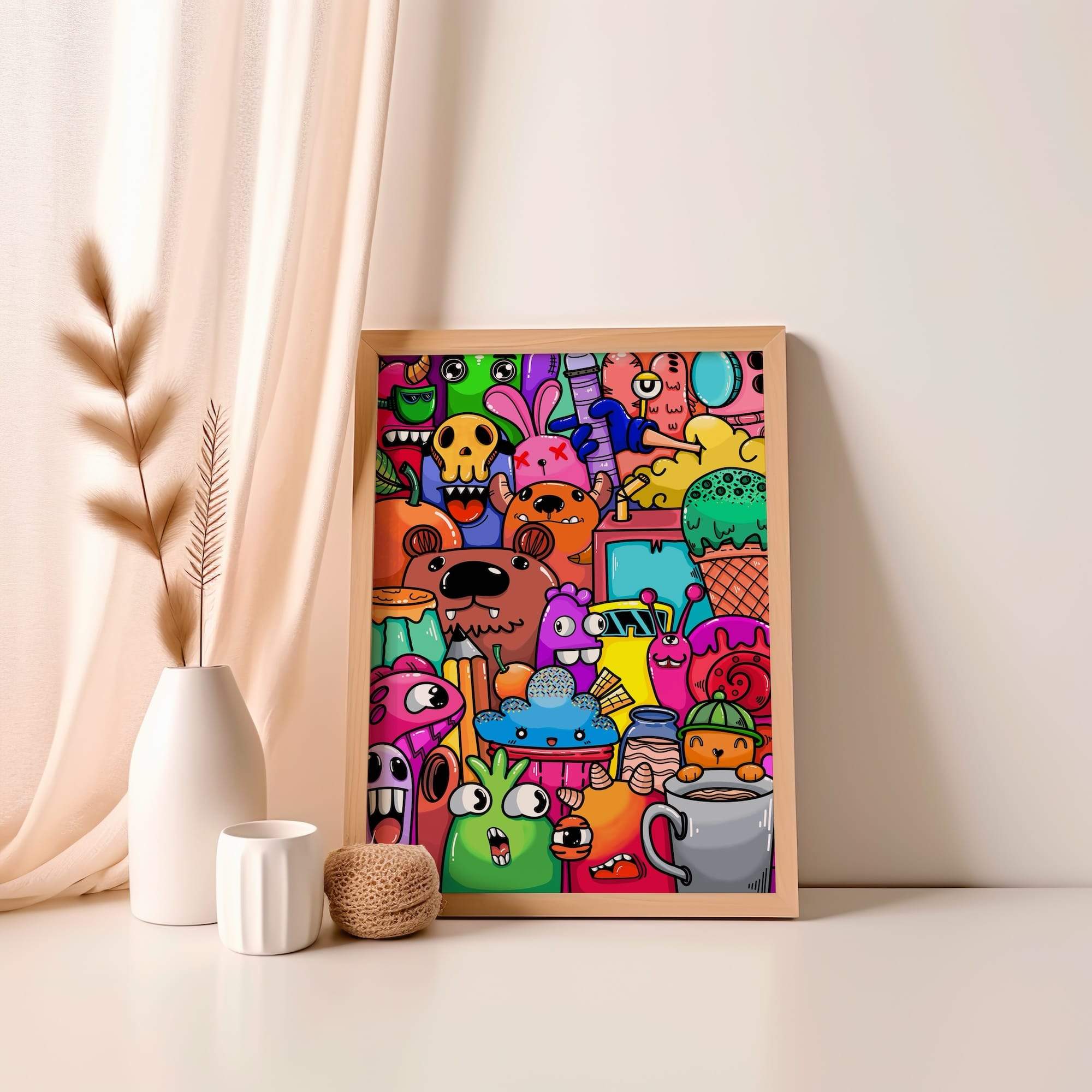 Flower Monsters Backyard Creatures Vivid Colors Matte Poster Print - Image 4