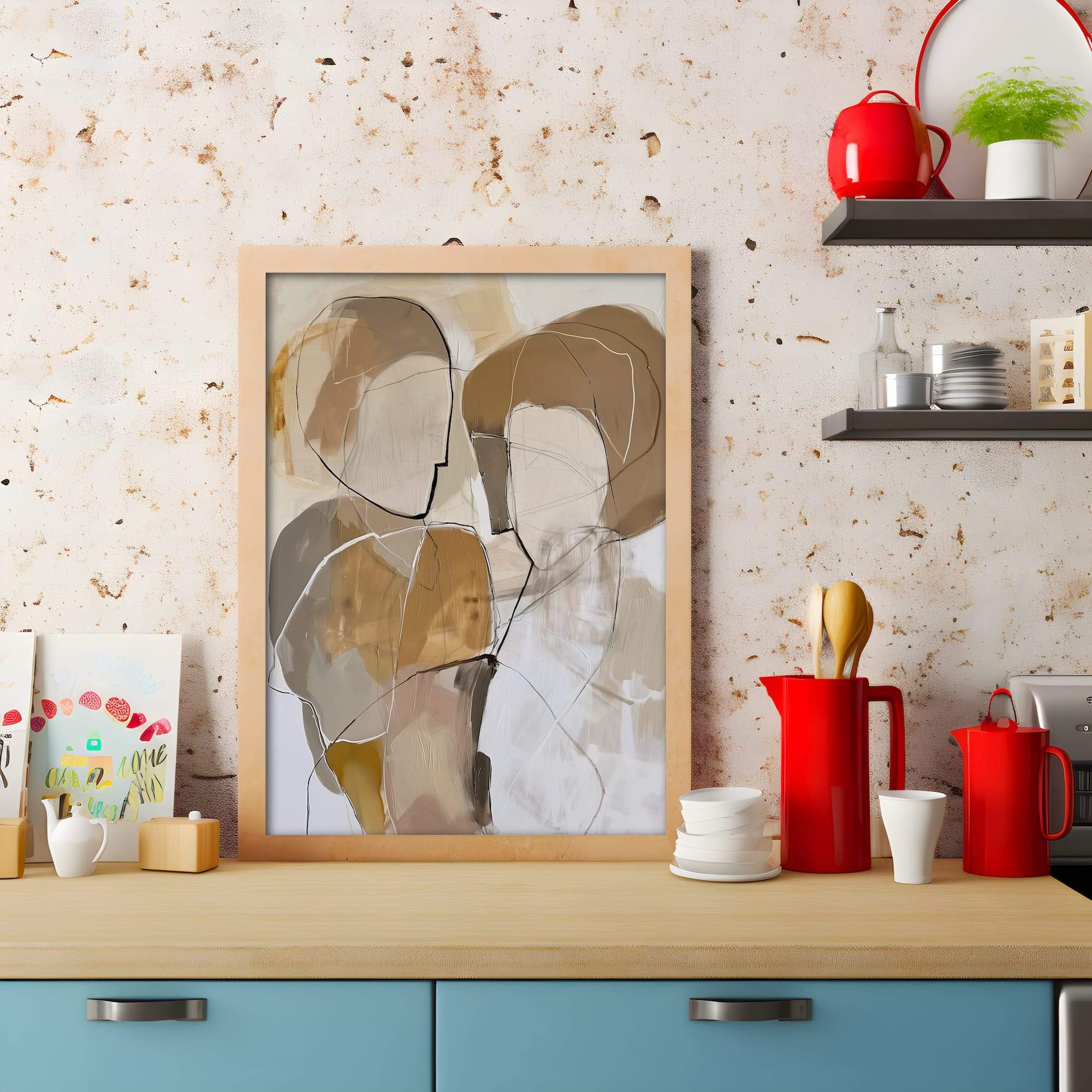 Neutral Line Faces Matte Canvas Print - Image 3