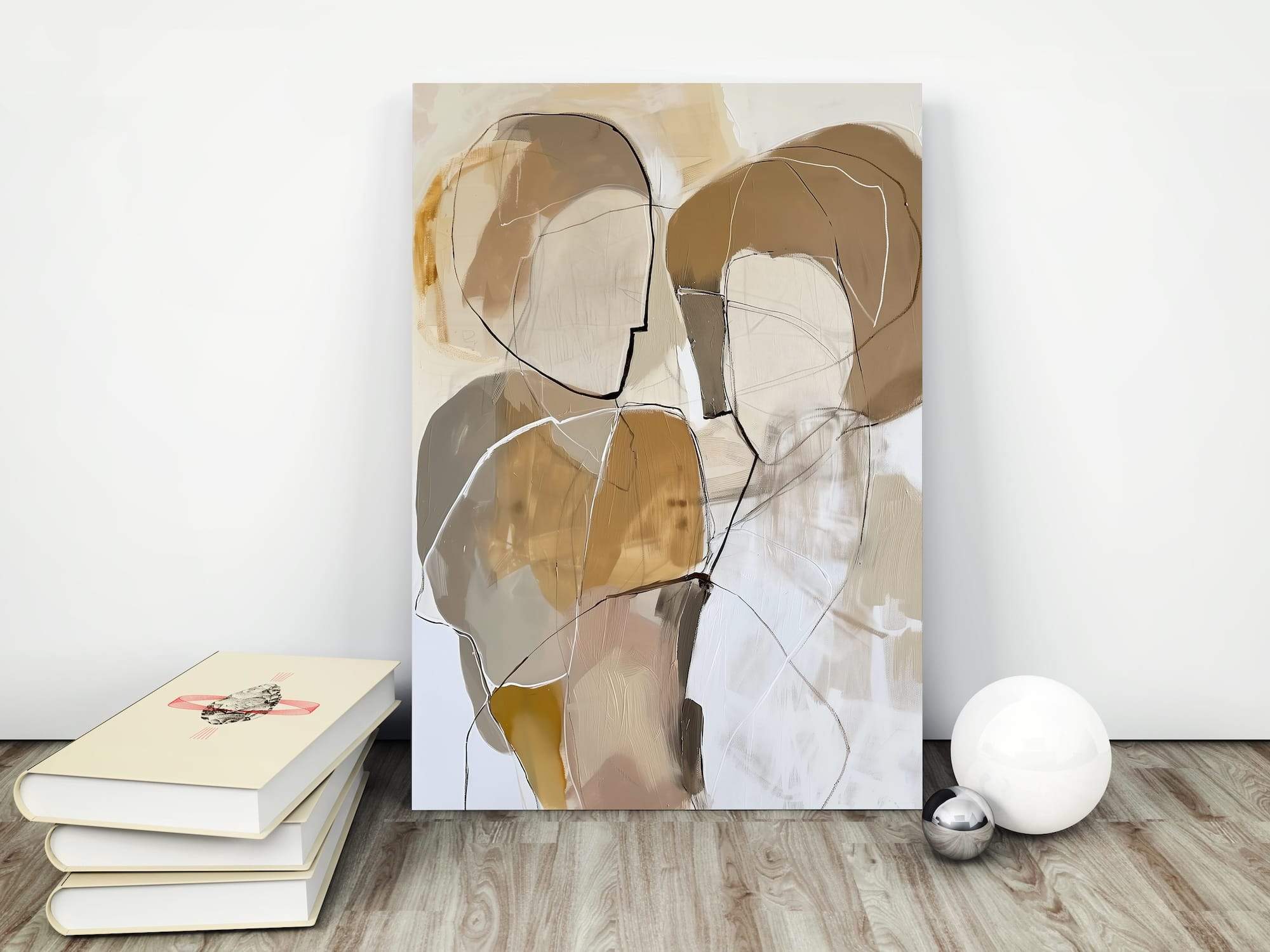 Neutral Line Faces Matte Canvas Print - Image 4