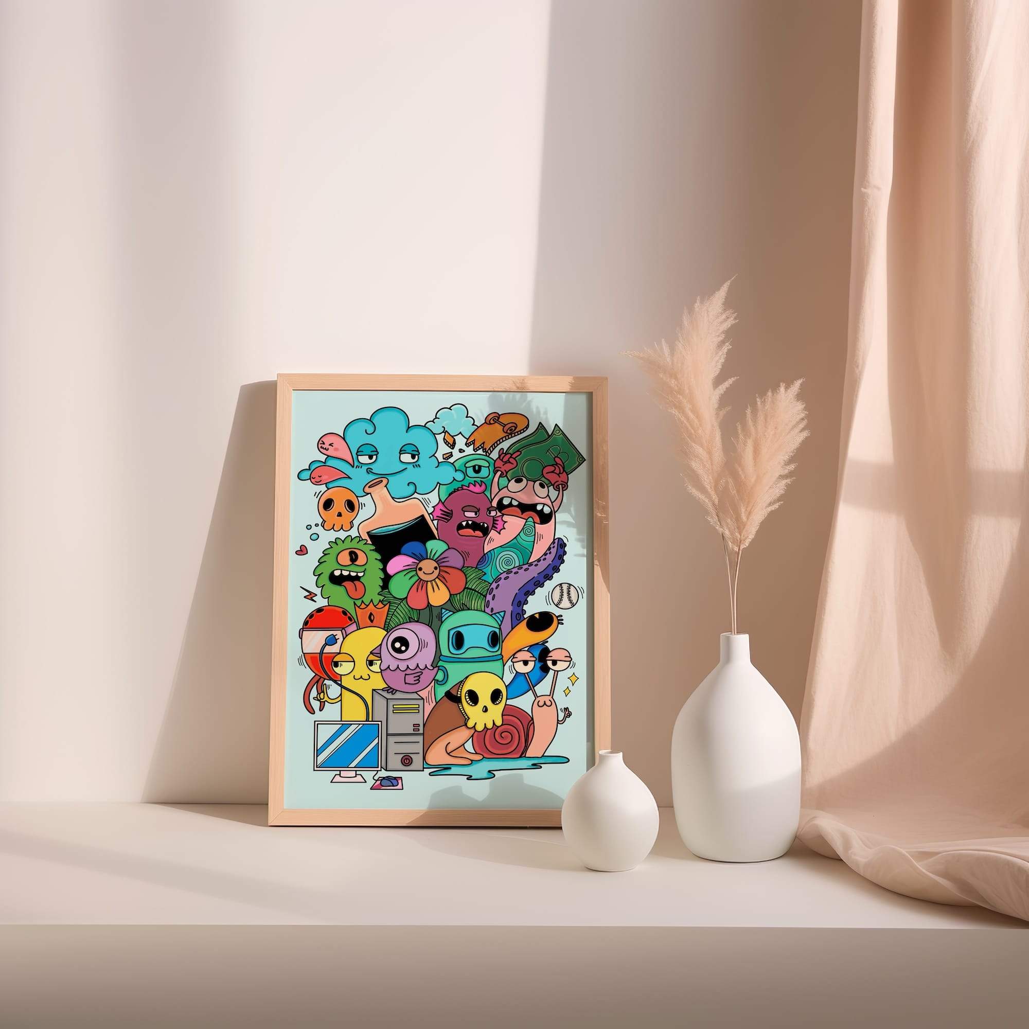 Trippy Creatures Collage Matte Poster Print - Image 2