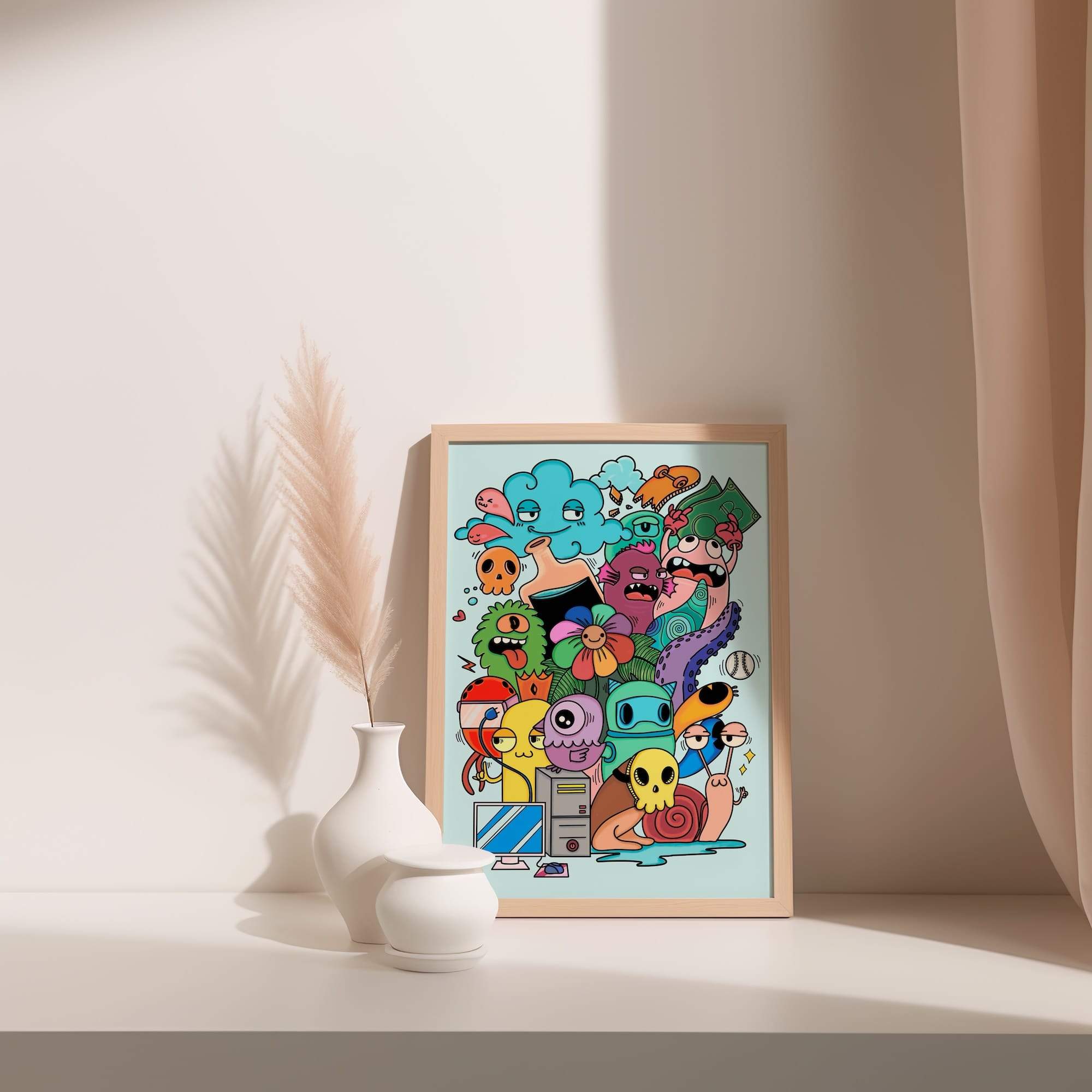 Trippy Creatures Collage Matte Poster Print - Image 3